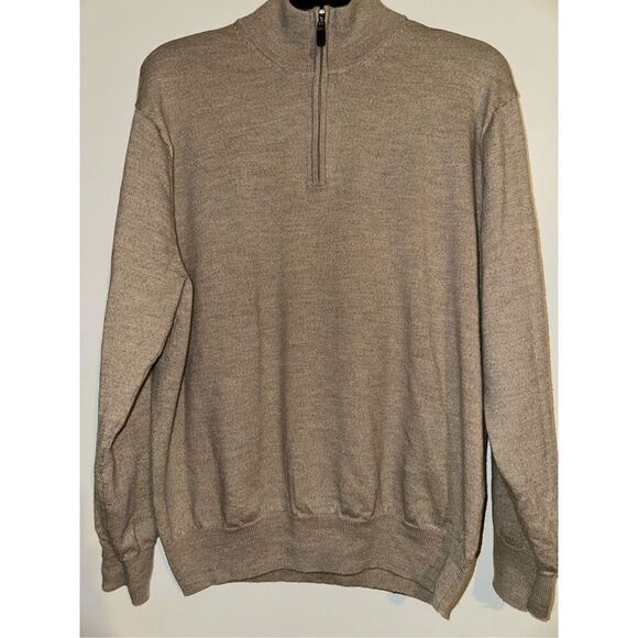 Jos A Bank Mens XL Signature Collection 100% Pima Cotton 1/4 Zip Sweater Brown - Picture 1 of 4